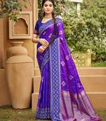 Purple color soft silk fabric woven designer ethnic ceremonial saree