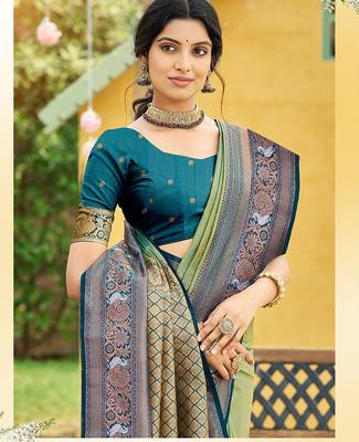 Pista woven soft silk blend trendy rich looks saree 2