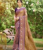 Voilet color woven designer soft silk fabric trendy rich looks saree