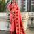 Coral color soft silk fabric woven designer girlie rich look saree