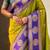 Olive woven zari traditional motifs work silk blend   