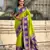 Parrot green soft silk fabric woven designer girlie rich look saree