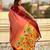Coral color soft silk woven deisgner partywear saree