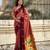 Coral color soft silk woven deisgner partywear saree