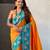 Orange color beautiful  woven lotus meenakari designer graceful ethnic saree