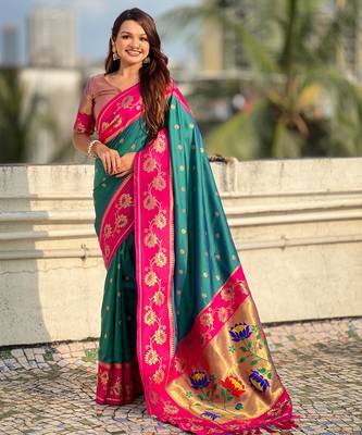 Rama woven lotus meenakari graceful ethnic saree 1