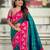 Rama color beautiful  woven lotus meenakari designer graceful ethnic saree