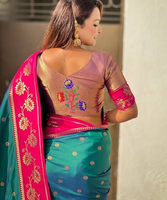 Rama woven lotus meenakari graceful ethnic saree 5