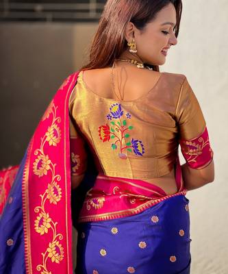 Voilet woven lotus meenakari graceful ethnic saree 5