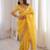 Yellow color gold crunchy silk multy thread embroidery work rich fancy saree