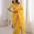 Yellow gold crunchy silk multy thread embroidery work rich fancy saree