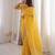 Yellow color gold crunchy silk multy thread embroidery work rich fancy saree