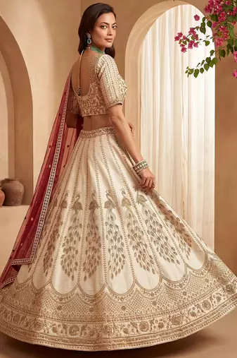 Radiant Off-White Sequins Silk Bridal Lehenga Choli With Double Dupatta