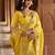 Yellow color gold crunchy silk multy thread embroidery work rich fancy saree