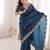 Teal color gold crunchy silk multy thread embroidery work rich fancy saree
