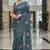 Blue manipuri silk sequins embroidered fancy saree