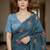 Blue color manipuri silk sequins embroidered fancy saree