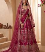 Timeless Pink Dori Work Silk Bridal Lehenga Choli With Double Dupatta
