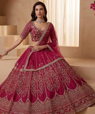 Timeless Pink Dori Work Silk Bridal Lehenga Choli With Double Dupatta 3