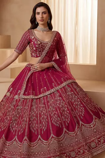 Timeless Pink Dori Work Silk Bridal Lehenga Choli With Double Dupatta
