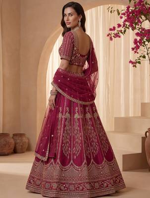 Timeless Pink Dori Work Silk Bridal Lehenga Choli With Double Dupatta 4