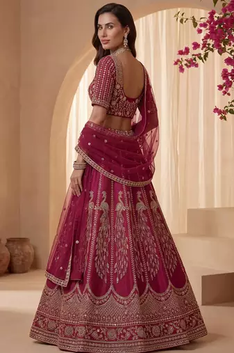 Timeless Pink Dori Work Silk Bridal Lehenga Choli With Double Dupatta