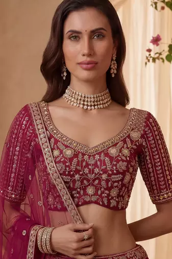 Timeless Pink Dori Work Silk Bridal Lehenga Choli With Double Dupatta