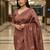 Brown color manipuri silk sequins embroidered fancy saree