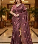 Maroon color manipuri silk sequins embroidered fancy saree