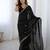 Black color fendy satin silk fabric designer bollywood style girlie saree