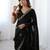 Black color fendy satin silk fabric designer bollywood style girlie saree