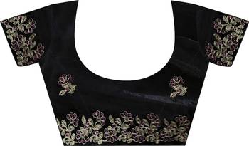 Black satin silk blend style girlie saree 5