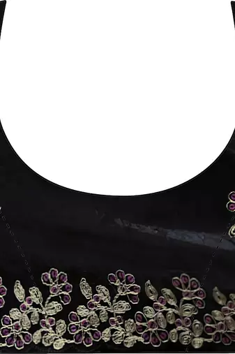 Black satin silk blend style girlie saree