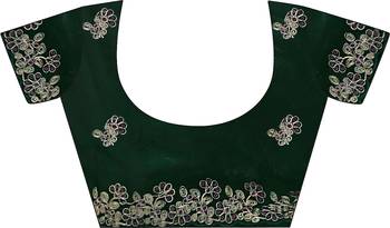 Green satin silk blend style girlie saree 5