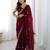 Maroon color fendy satin silk fabric designer bollywood style girlie saree