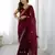 Maroon color fendy satin silk fabric designer bollywood style girlie saree