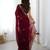 Maroon color fendy satin silk fabric designer bollywood style girlie saree