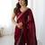 Maroon color fendy satin silk fabric designer bollywood style girlie saree