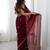 Maroon color fendy satin silk fabric designer bollywood style girlie saree