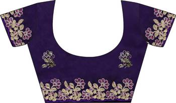 Purple satin silk blend style girlie saree 5