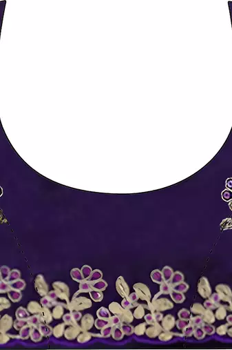 Purple satin silk blend style girlie saree