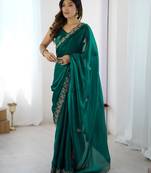 Rama fendy satin silk fabric designer style girlie saree