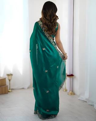 Rama satin silk blend style girlie saree 2
