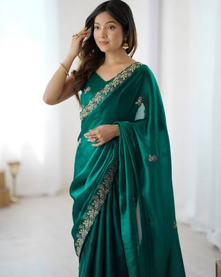 Rama satin silk blend style girlie saree 3