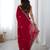 Red color fendy satin silk fabric designer bollywood style girlie saree