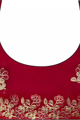 Red satin silk blend style girlie saree