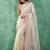 Cream color chanda silk fabric thread flower embroidery cut work trendy girlie saree