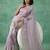 Lavender color chanda silk fabric thread flower embroidery cut work trendy girlie saree