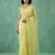 Yellow color chanda silk fabric thread flower embroidery cut work trendy girlie saree