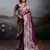 Wine color silk blend fabric woven designer partywear saree